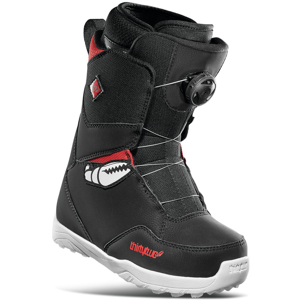 thirtytwo Youth Lashed Crab Grab Boa Snowboard Boots - Kids' 2022 Black/Grey/Red