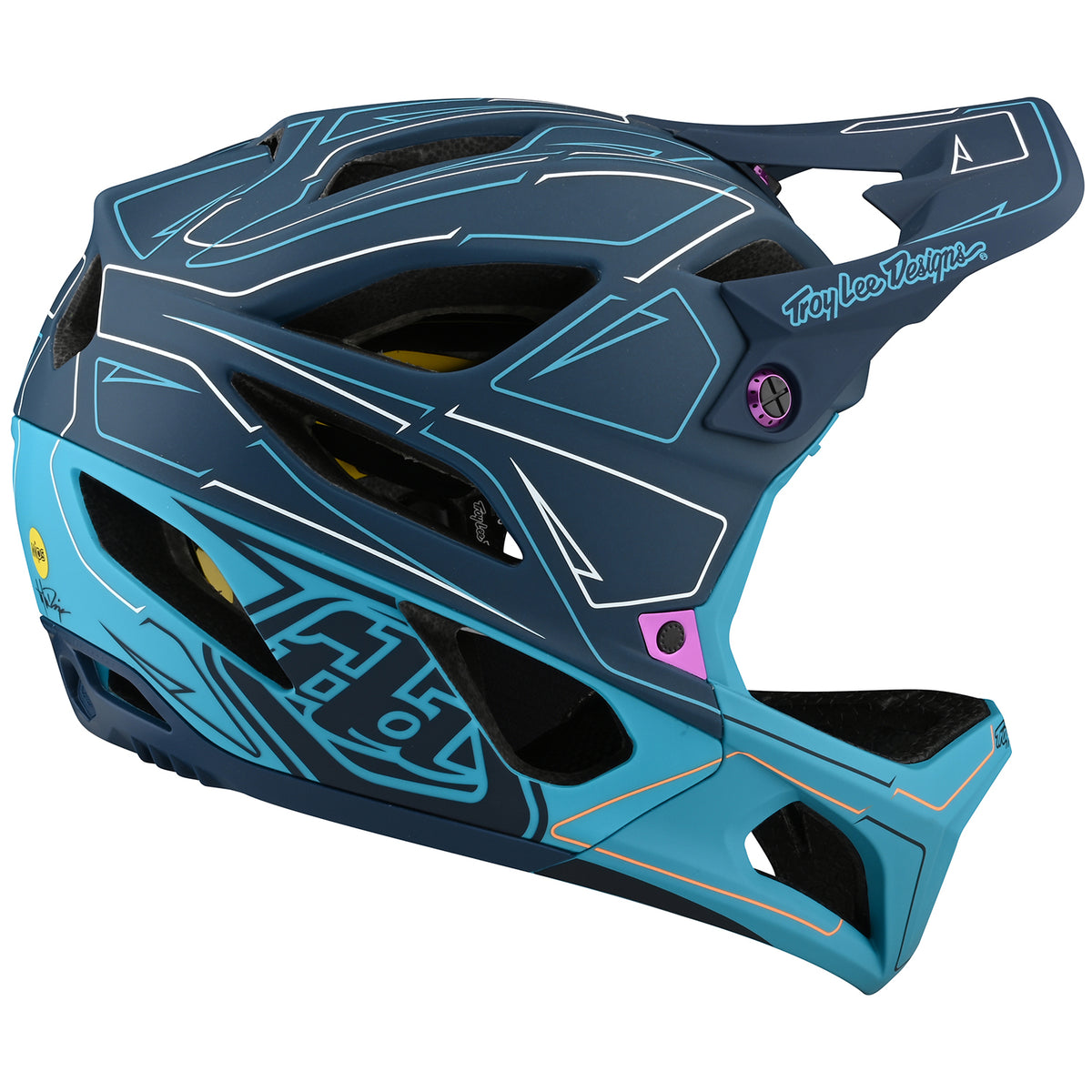 Troy Lee Designs Stage "Born From Paint" Limited Edition Bike Helmet Pinstripe Marine