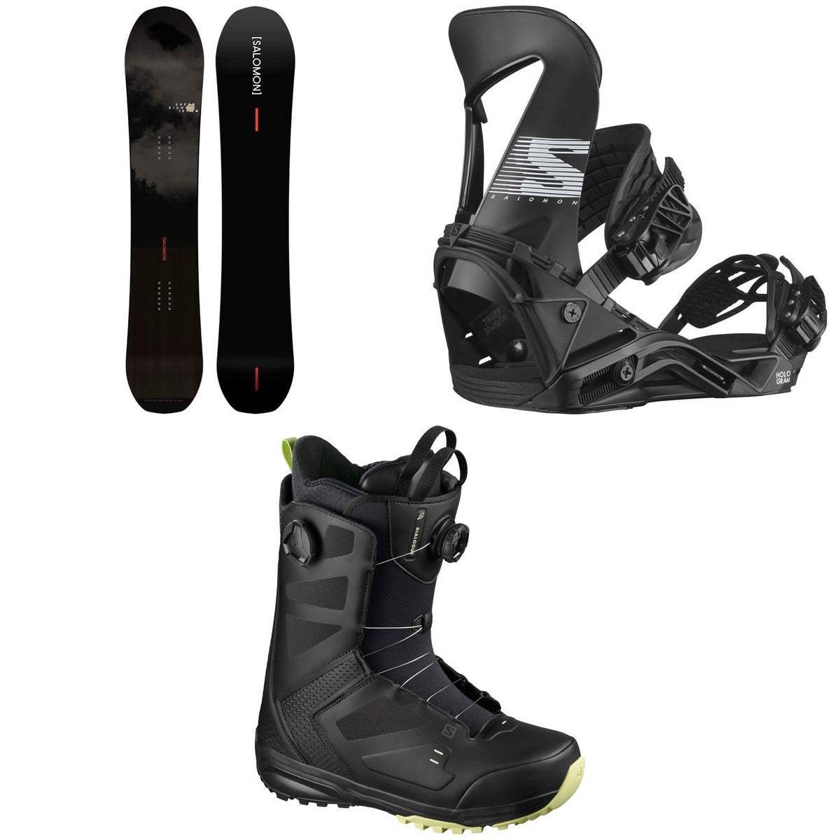 Salomon Super 8 Pro Snowboard + Hologram Snowboard Bindings + Dialogue Focus Boa Snowboard Boots 2021