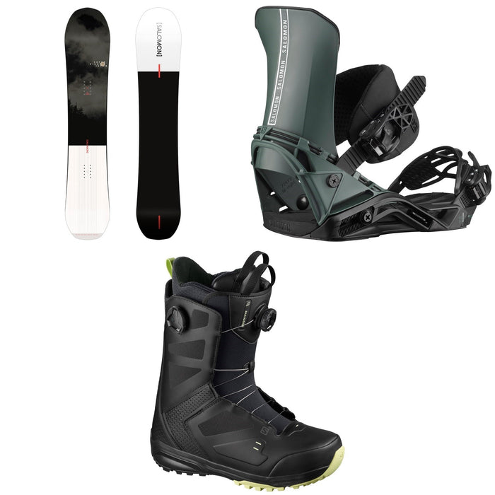 Salomon Super 8 Snowboard + District Snowboard Bindings + Dialogue Focus Boa Snowboard Boots 2021