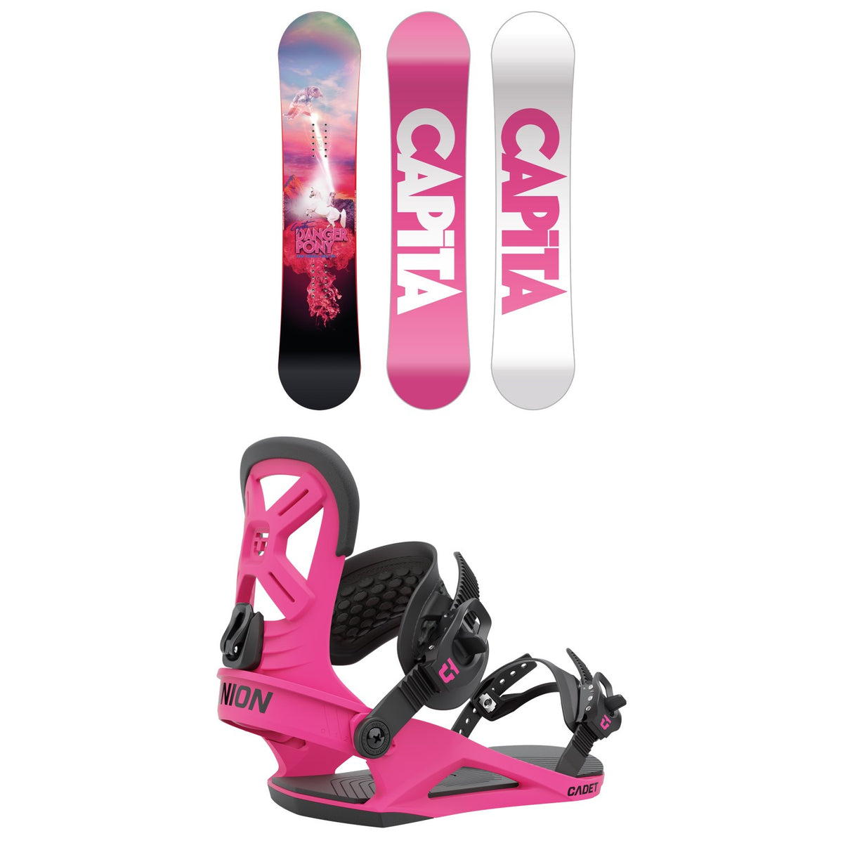 CAPiTA Jess Kimura Mini Snowboard + Union Cadet Snowboard Bindings - Kids' 2022