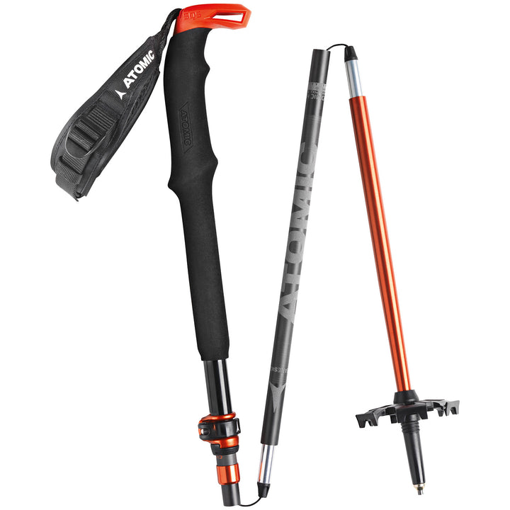 Atomic BCT Mountaineering Carbon SQS Adjustable Ski Poles 2024 Grey/Red