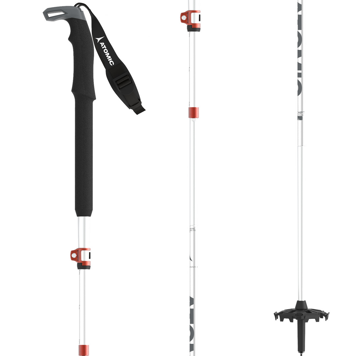 Atomic BCT Mountaineering SQS Adjustable Ski Poles 2024 Silver/Grey