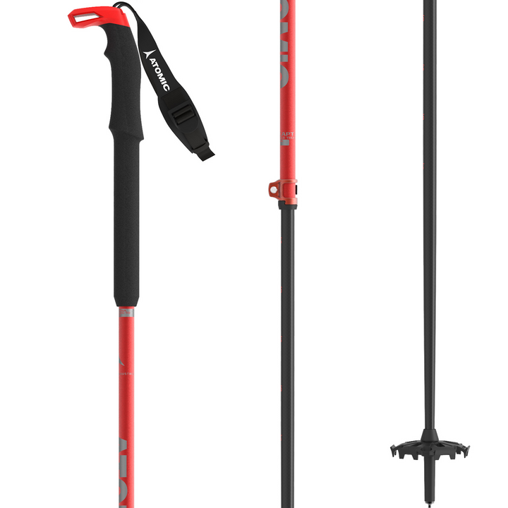 Atomic BCT Touring Carbon SQS Adjustable Ski Poles 2024 Red/Grey