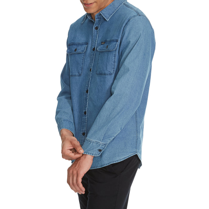 Brixton Bowery Stretch Long-Sleeve X Flannel - Men's Worn Indigo