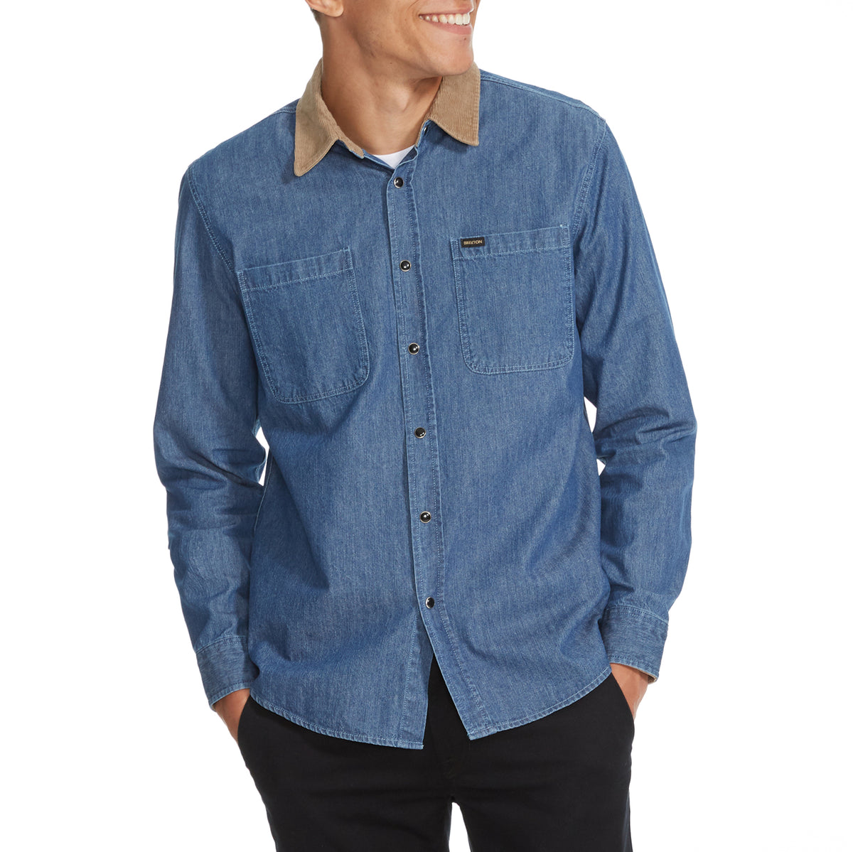 Brixton Bowery Long-Sleeve Woven Shirt - Men's Washed Denim