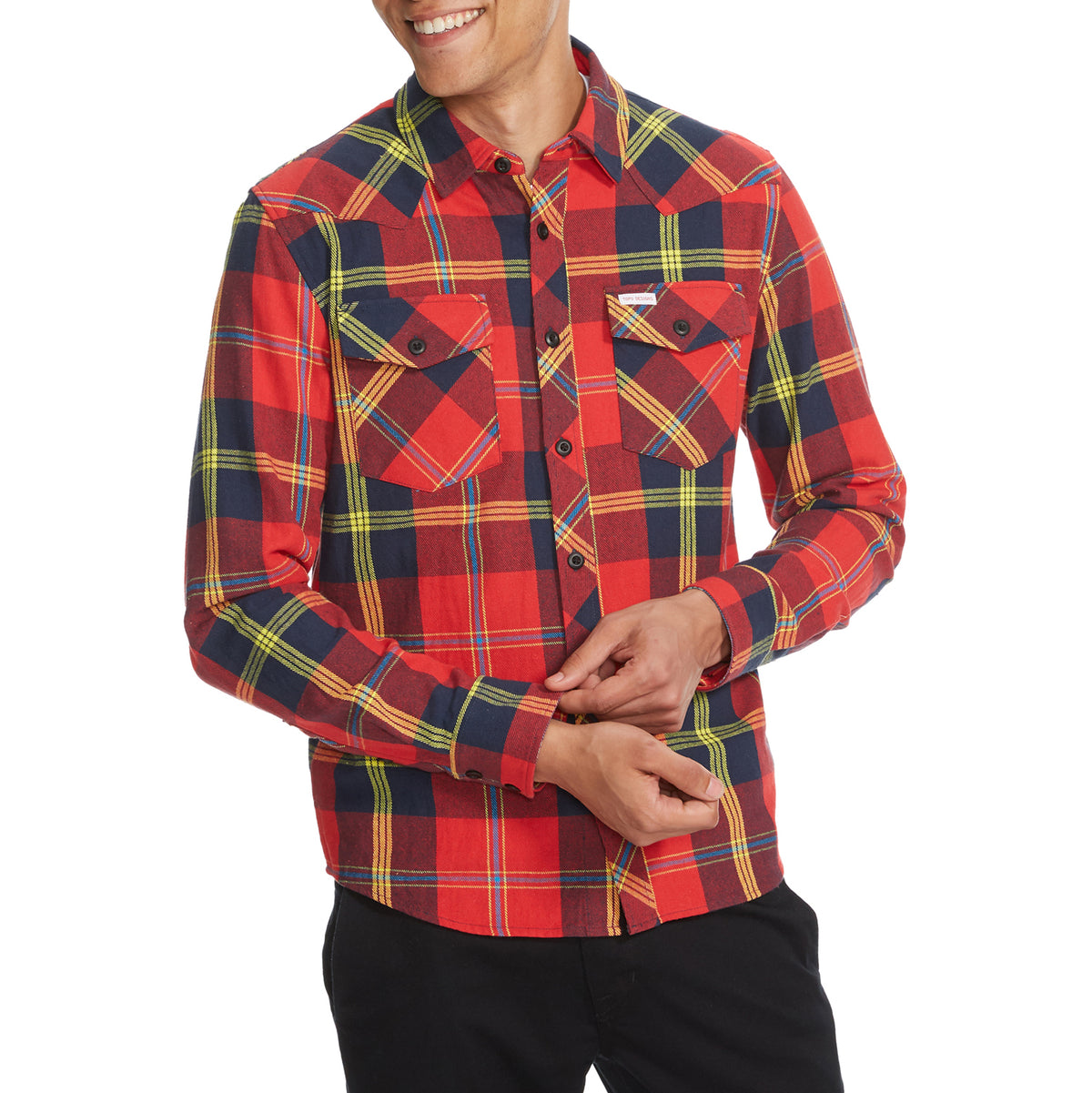 Topo Designs Mountain Plaid Long-Sleeve Shirt - Men's Red Multi