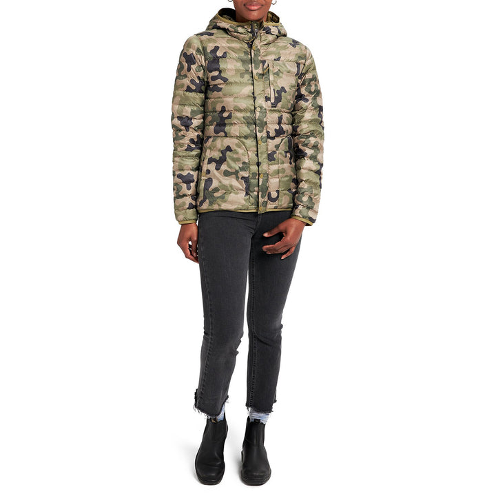 Burton Evergreen Down Hooded Jacket - Women's Martini Olive Terra Camo
