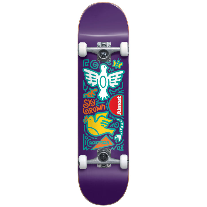 Almost Skateistan Sky Doodle FP Purple 7.875 Skateboard Complete