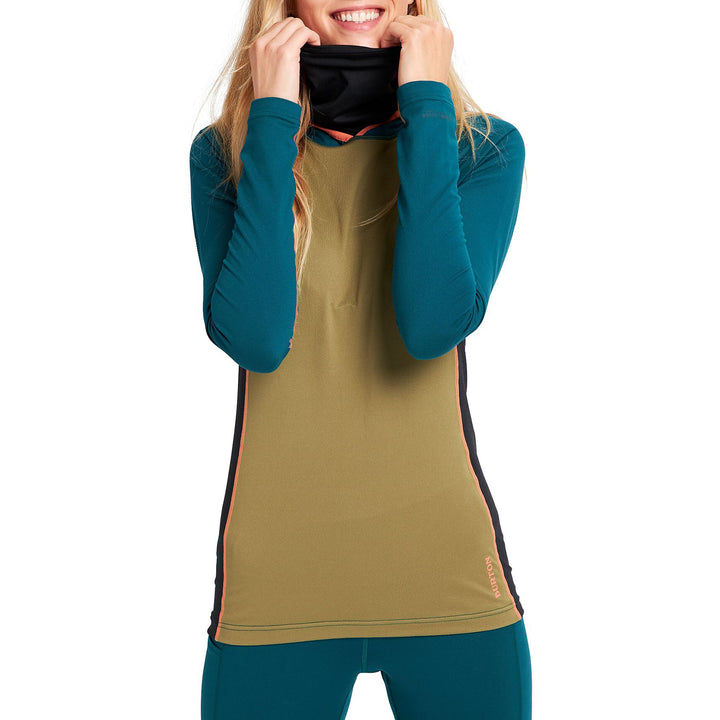 Burton Midweight X Long Neck Hooded Base Layer Top - Women's Shaded Spruce / Martini Olive
