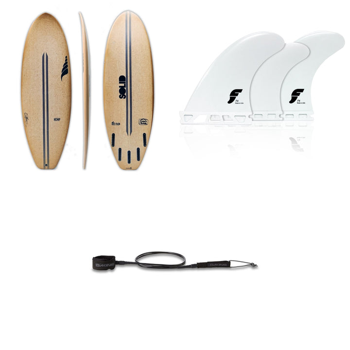 Solid Surf Co Lunch Break Surfboard + Futures F4 Thermotech Tri Fin Set + Dakine Kainui Team 6' Leash