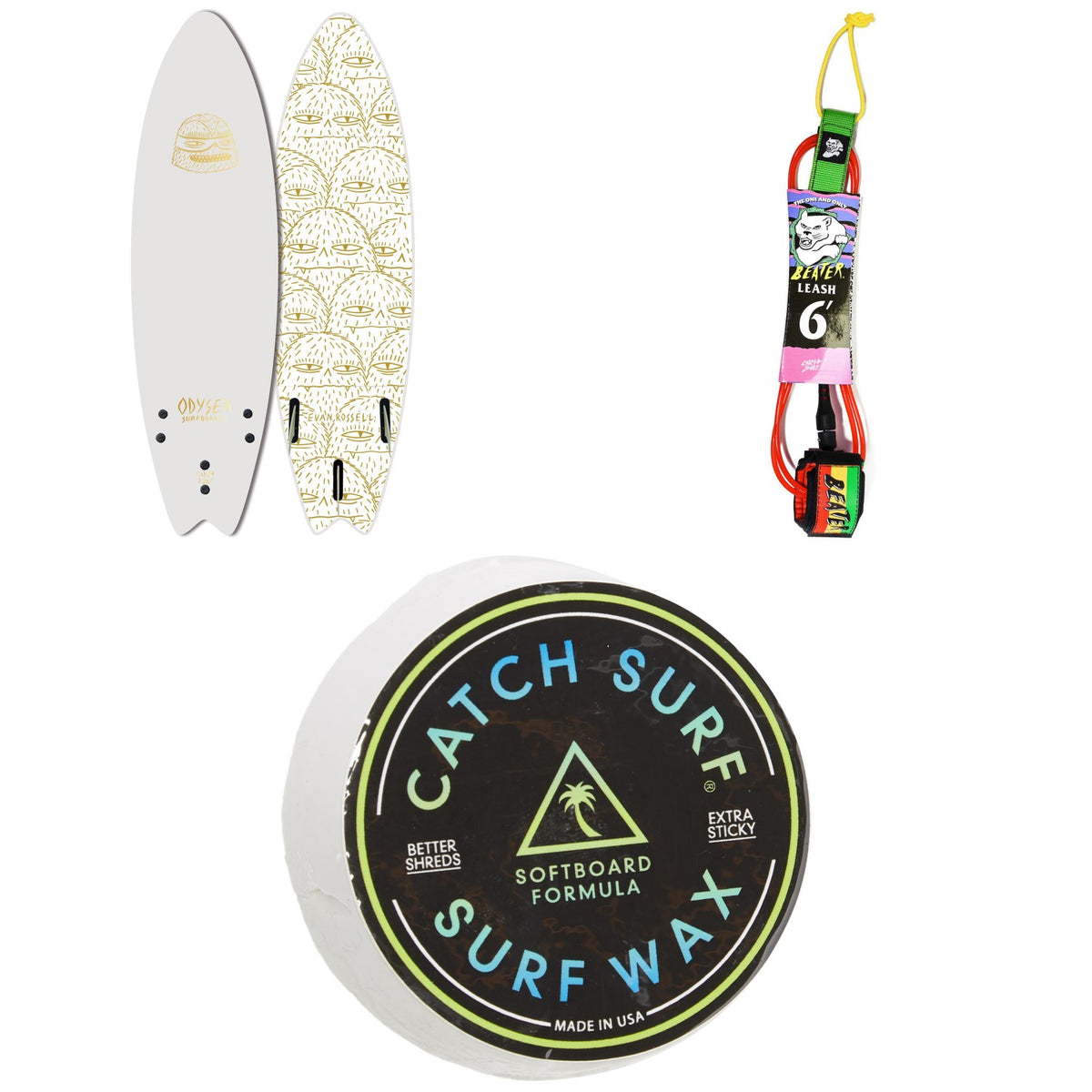 Catch Surf Odysea 6'0" Skipper x Evan Rossell Surfboard + Catch Surf Beater 6' Leash + Catch Surf Surf Wax