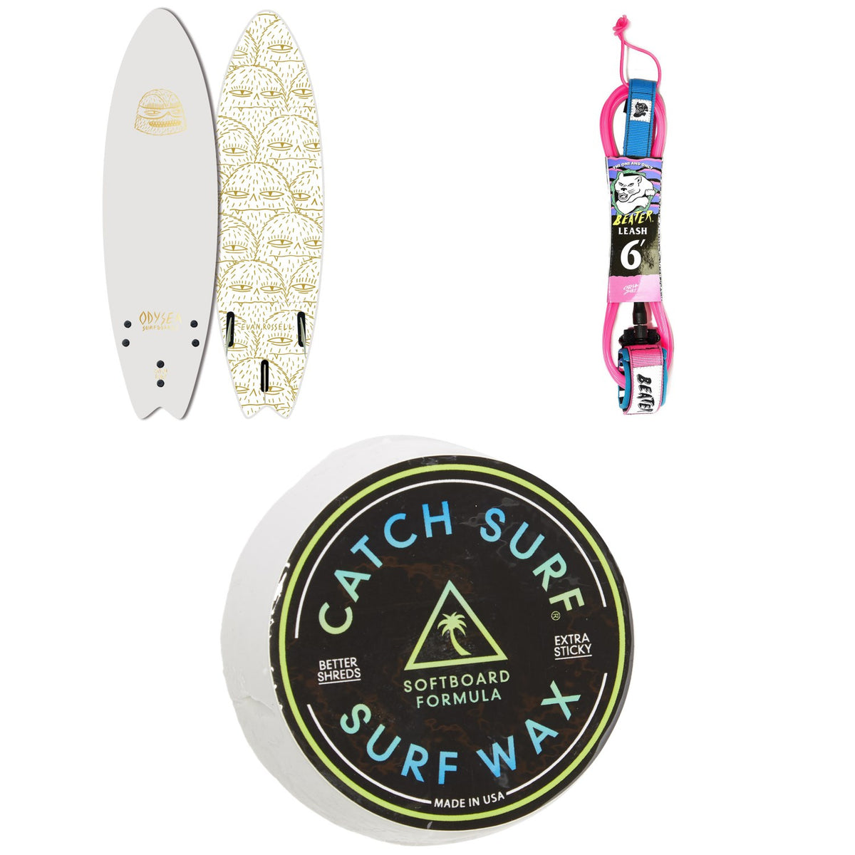 Catch Surf Odysea 5'6" Skipper Tri Fin x Evan Rossell Surfboard + Catch Surf Beater 6' Leash + Catch Surf Surf Wax