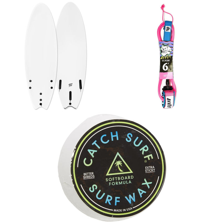 Catch Surf Blank Series 6'0 Fish - Tri Fin Surfboard + Catch Surf Beater 6' Leash + Catch Surf Surf Wax