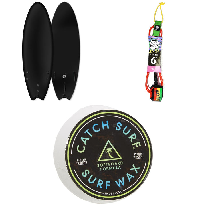 Catch Surf Blank Series 5'6 Fish - Tri Fin Surfboard + Catch Surf Beater 6' Leash + Catch Surf Surf Wax