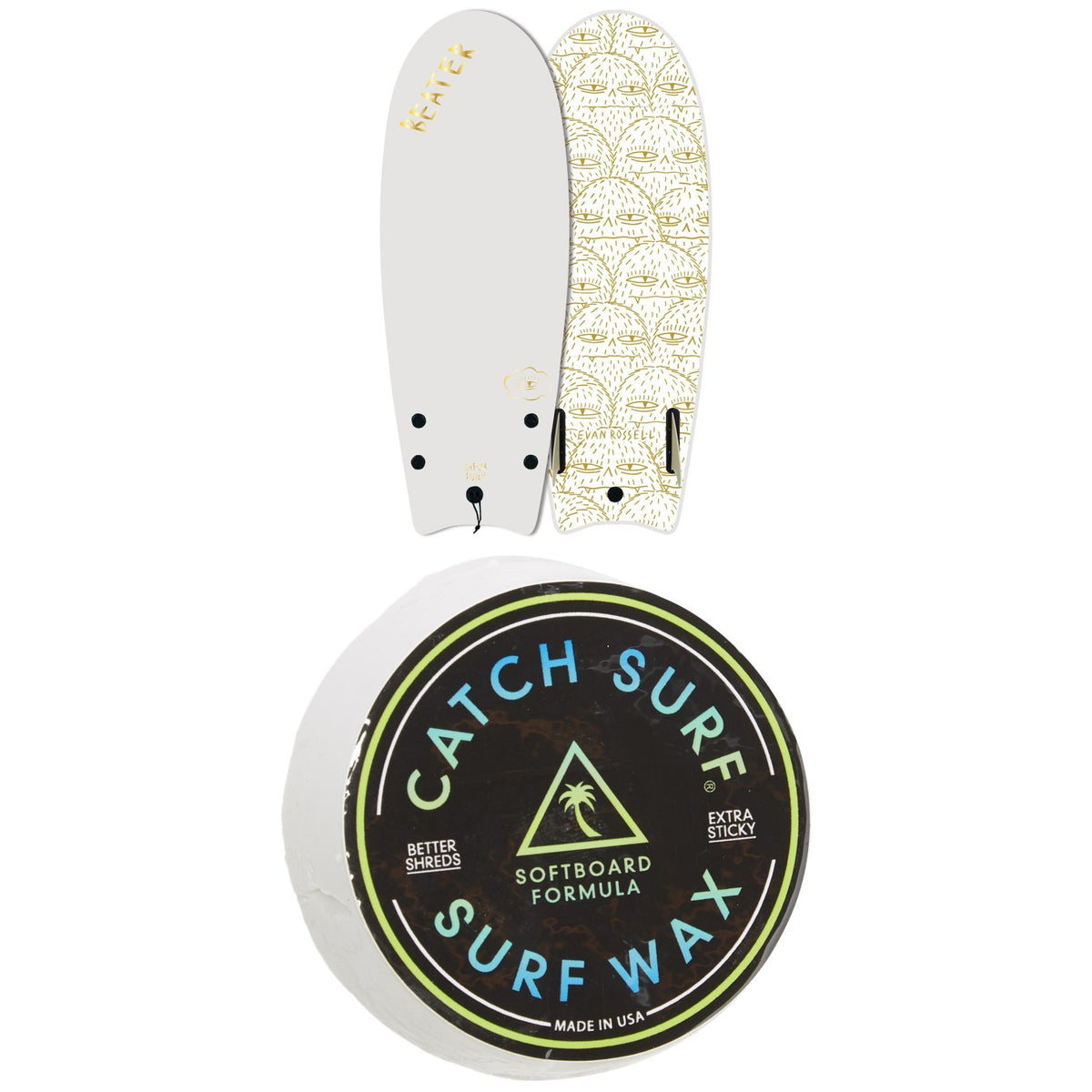 Catch Surf Evan Rossell Pro Model 54" Surfboard + Catch Surf Surf Wax