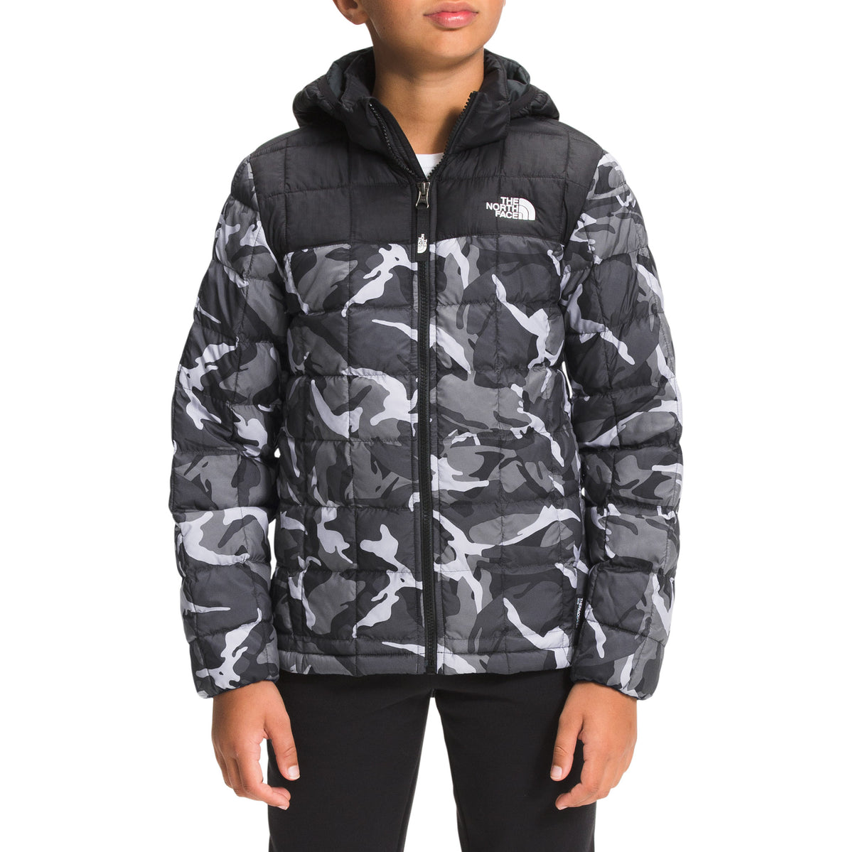 The North Face Printed ThermoBall Eco Hoodie - Boys' Asphalt Grey Explorer Camo Print
