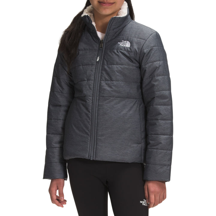 The North Face Reversible Mossbud Swirl Jacket - Girls' Vanadis Grey Heather/Gardenia White