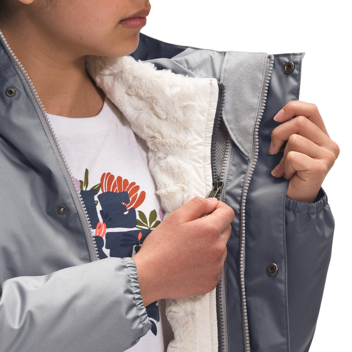 The North Face Reversible Mossbud Swirl Jacket - Girls' Vanadis Grey Heather/Gardenia White