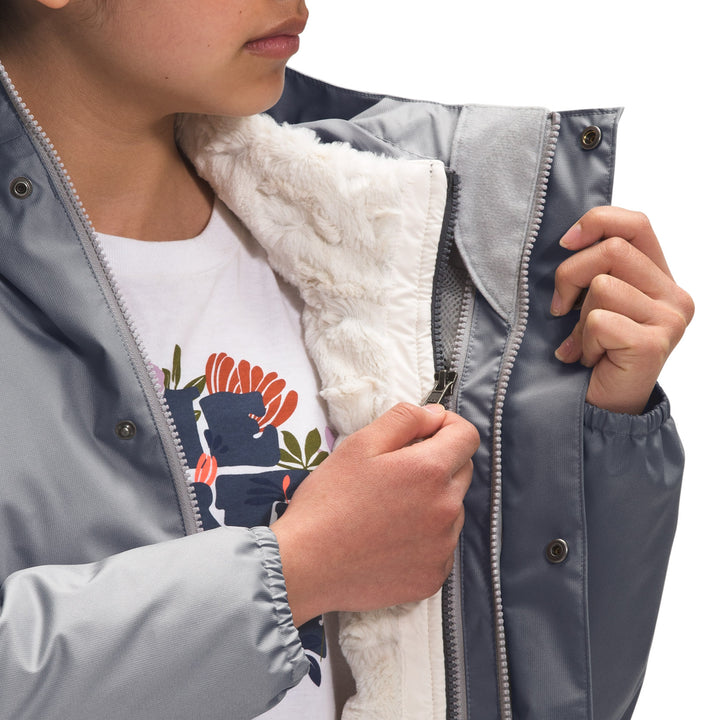 The North Face Reversible Mossbud Swirl Jacket - Girls' Vanadis Grey Heather/Gardenia White