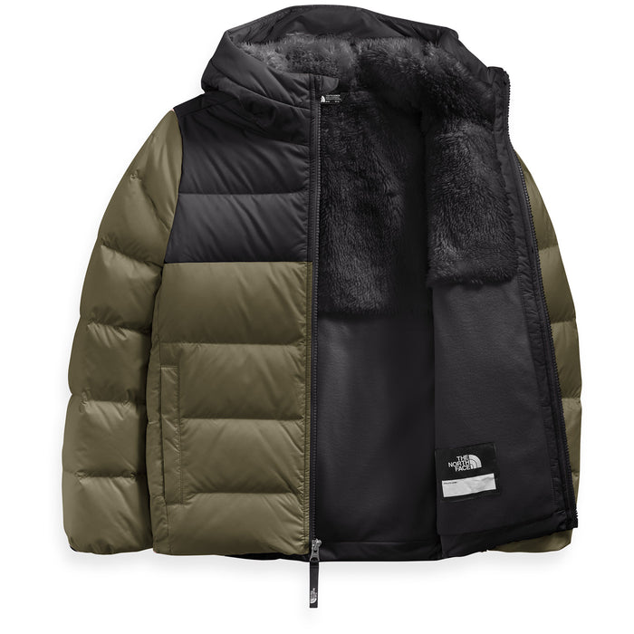 The North Face Moondoggy Hoodie - Kids' Burnt Olive Green/TNF Black