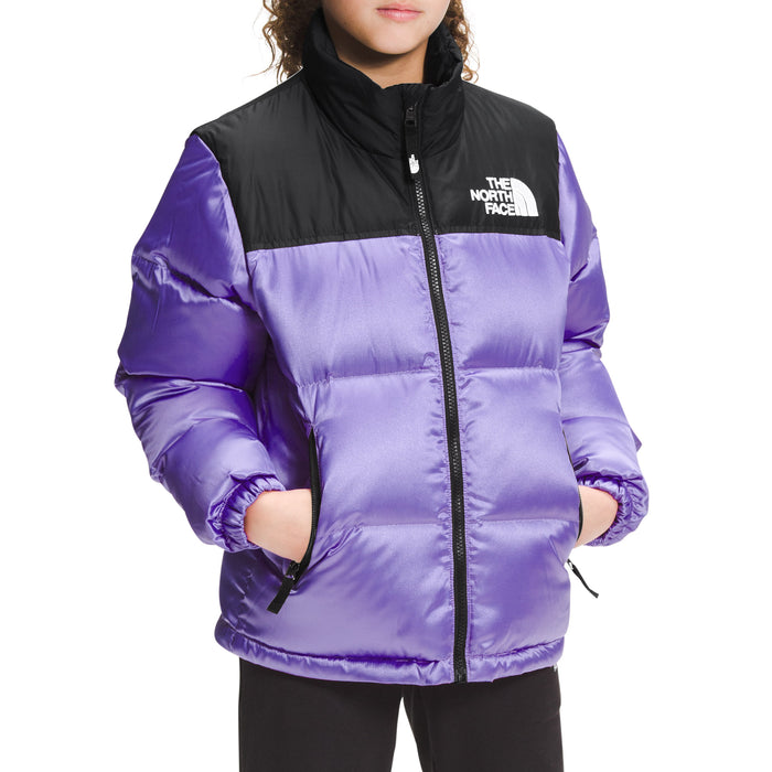 The North Face Printed 1996 Retro Nuptse Jacket - Kids' Sweet Violet/Metallic/TNF Black