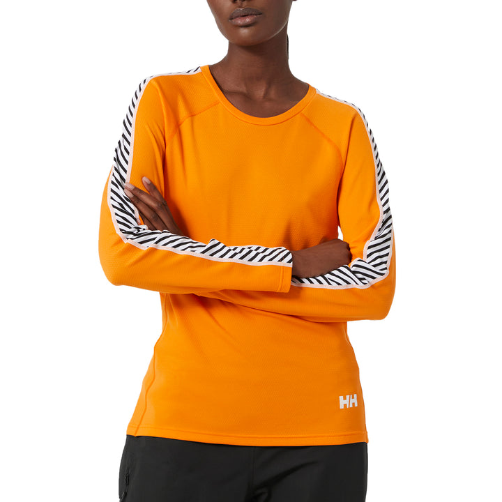 Helly Hansen Lifa Active Stripe Crew - Women's Poppy Orange