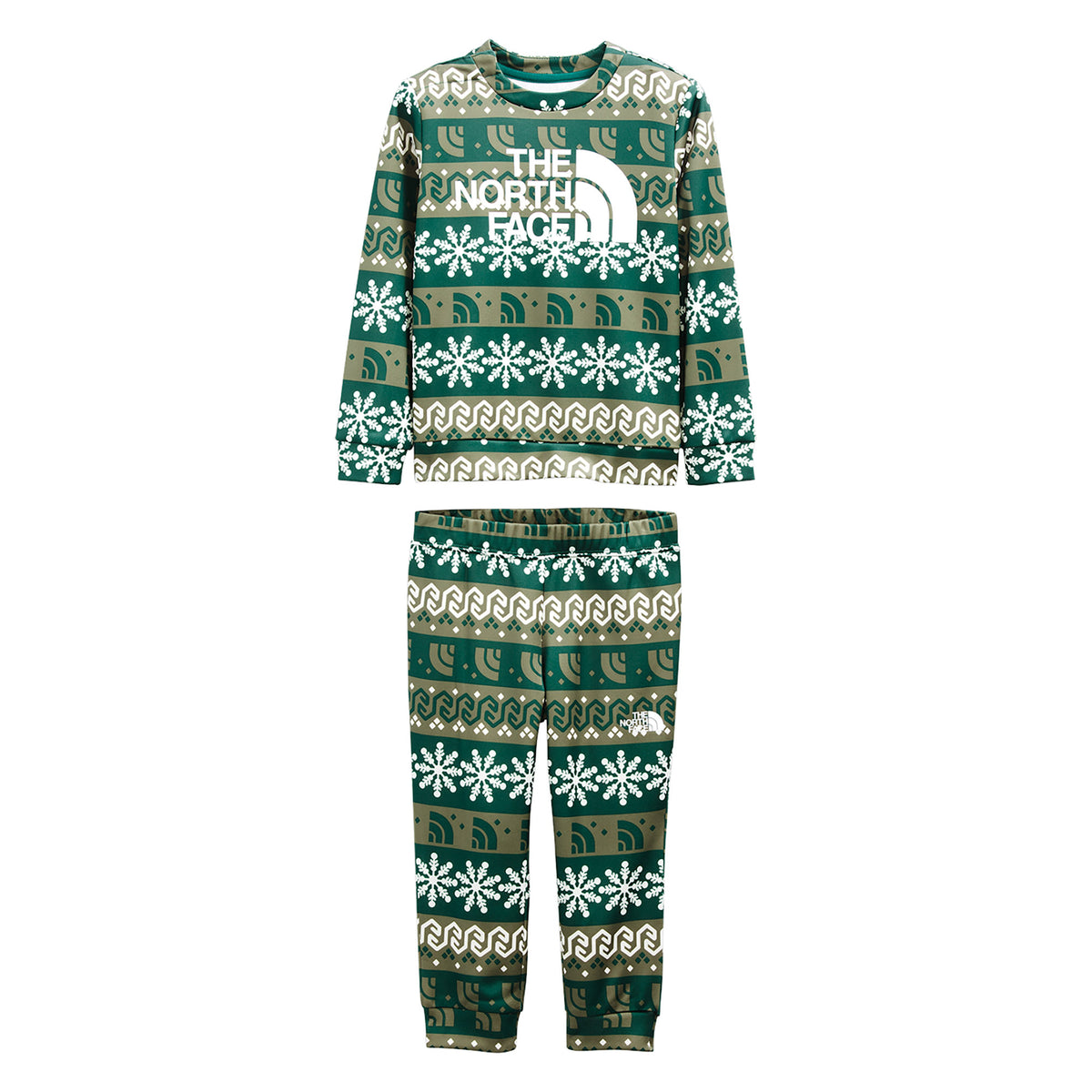 The North Face Surgent Crew Baselayer Set - Toddlers' Night Green Halfdome Fairisle Print