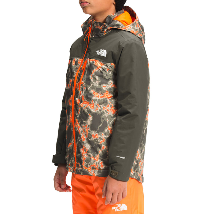 The North Face Snowquest Plus Insulated Jacket - Kids' Power Orange Marble Camo Print