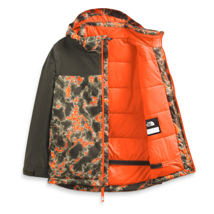The North Face Snowquest Plus Insulated Jacket - Kids' Power Orange Marble Camo Print