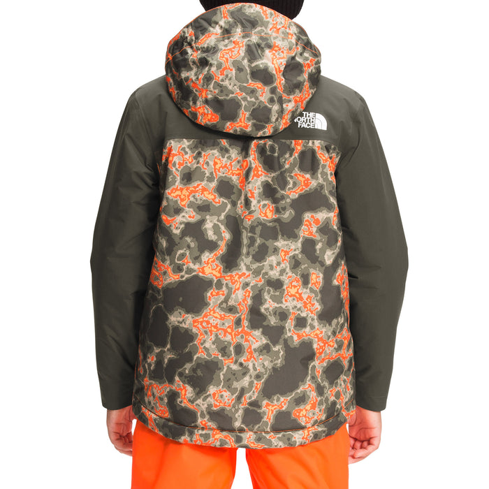 The North Face Snowquest Plus Insulated Jacket - Kids' Power Orange Marble Camo Print