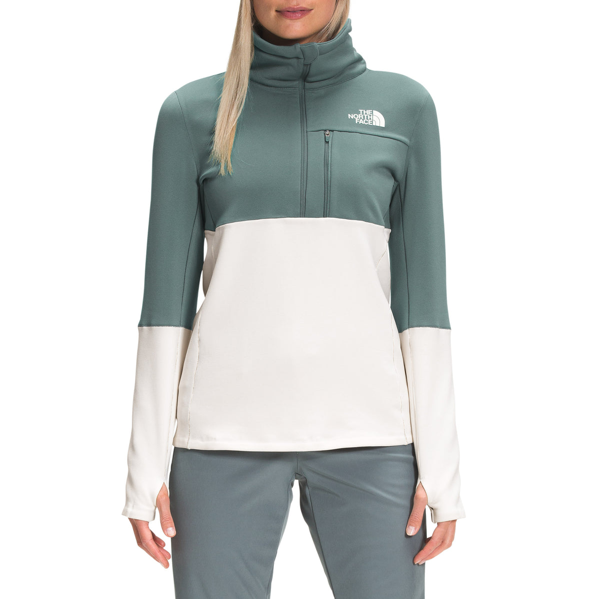 The North Face Tagen 1/4 Zip Fleece - Women's Balsam Green/Gardenia White