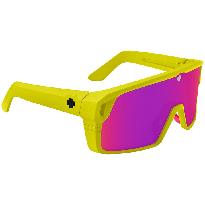 Spy Monolith Sunglasses Matte Neon Yellow/Happy Gray Green Pink Spectra Mirror