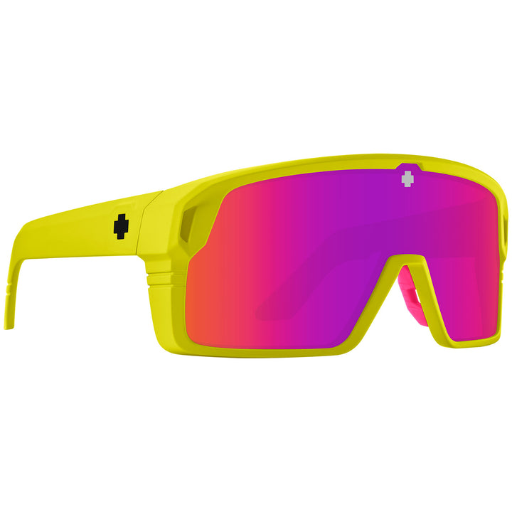 Spy Monolith Sunglasses Matte Neon Yellow/Happy Gray Green Pink Spectra Mirror