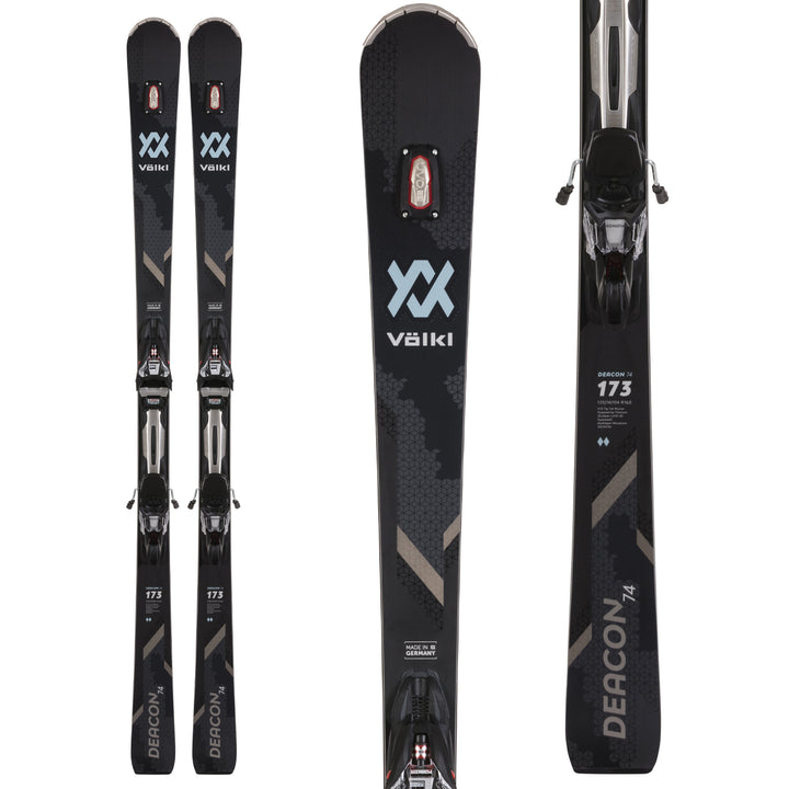 Völkl Deacon 74 Black Skis + rMotion2 12 GW Bindings 2021