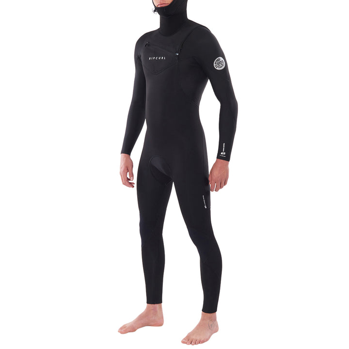 Rip Curl 5/4 Dawn Patrol Chest Zip Hooded Wetsuit Black