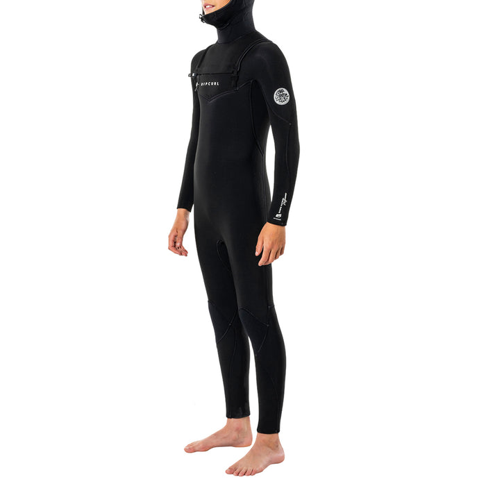 Rip Curl 5/4 Dawn Patrol Chest Zip Hooded Wetsuit - Boys' Black