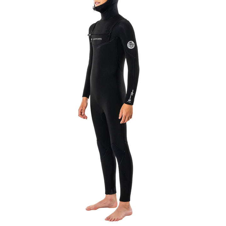 Rip Curl 5/4 Dawn Patrol Chest Zip Hooded Wetsuit - Boys' Black