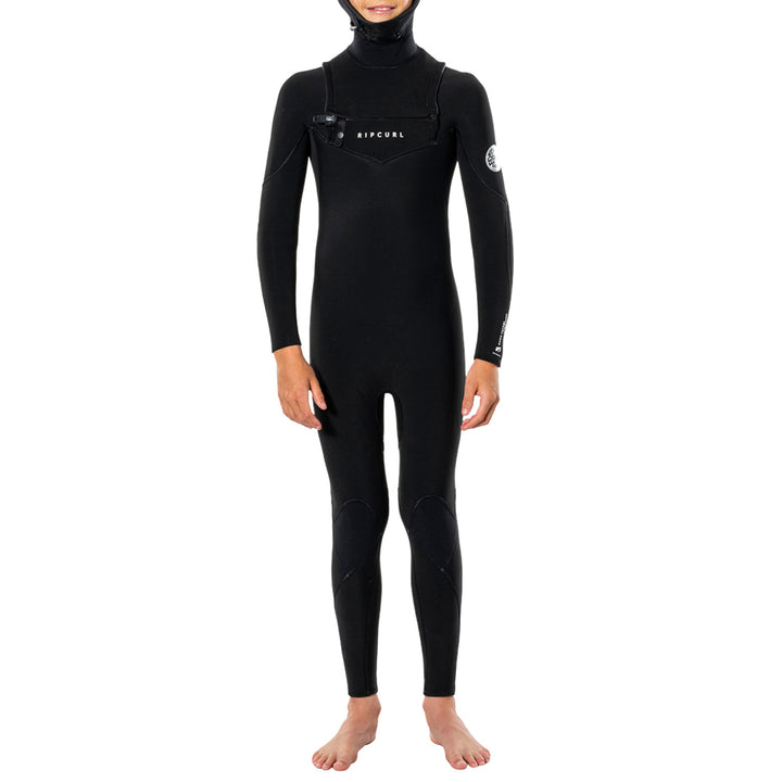 Rip Curl 5/4 Dawn Patrol Chest Zip Hooded Wetsuit - Boys' Black