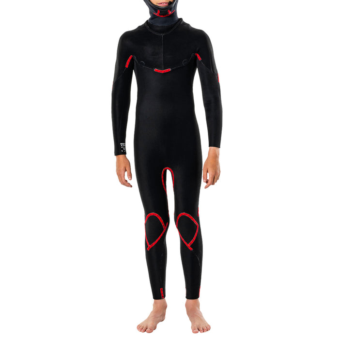 Rip Curl 5/4 Dawn Patrol Chest Zip Hooded Wetsuit - Boys' Black