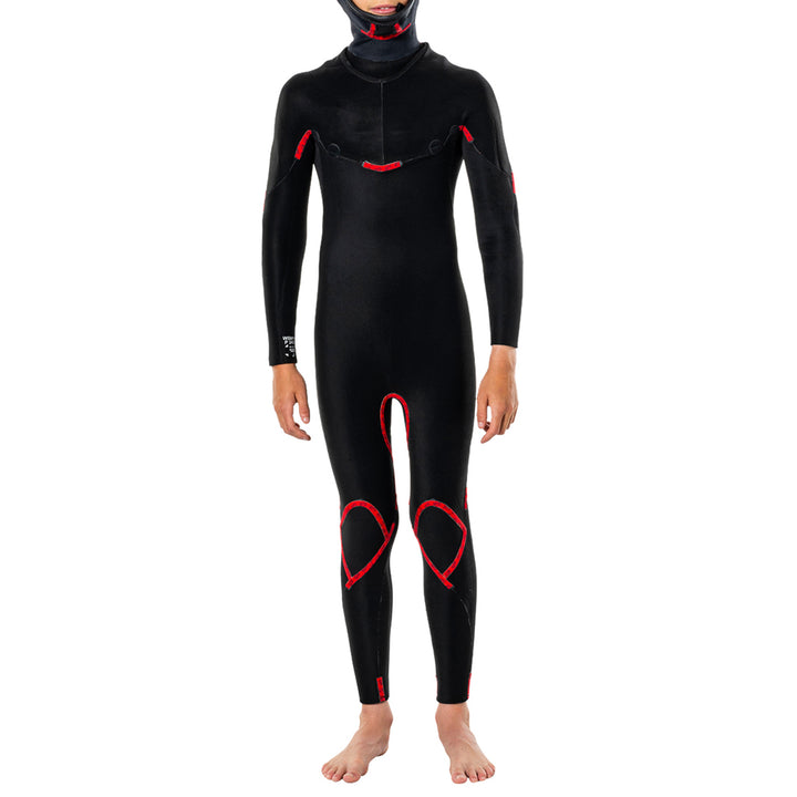 Rip Curl 5/4 Dawn Patrol Chest Zip Hooded Wetsuit - Boys' Black