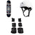 Element Hatched Red Blue 7.75 Skateboard Complete + Triple 8 Sweatsaver Liner Skateboard Helmet + Little Tricky Jr. 3 Pack Skateboard Pad Set