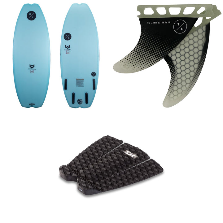 Hyperlite Arc Wakesurf Board 2021 + 3.5'' Flux Surf Fin Set + Dakine Andy Irons Pro Traction Pad
