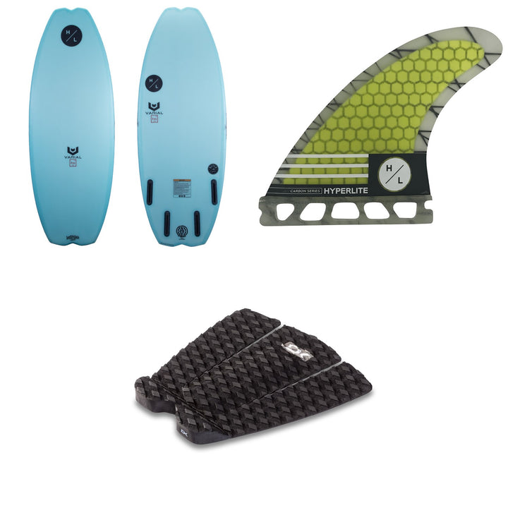 Hyperlite Arc Wakesurf Board 2021 + 4.75 Carbon Surf Fin Set + Dakine Andy Irons Pro Traction Pad