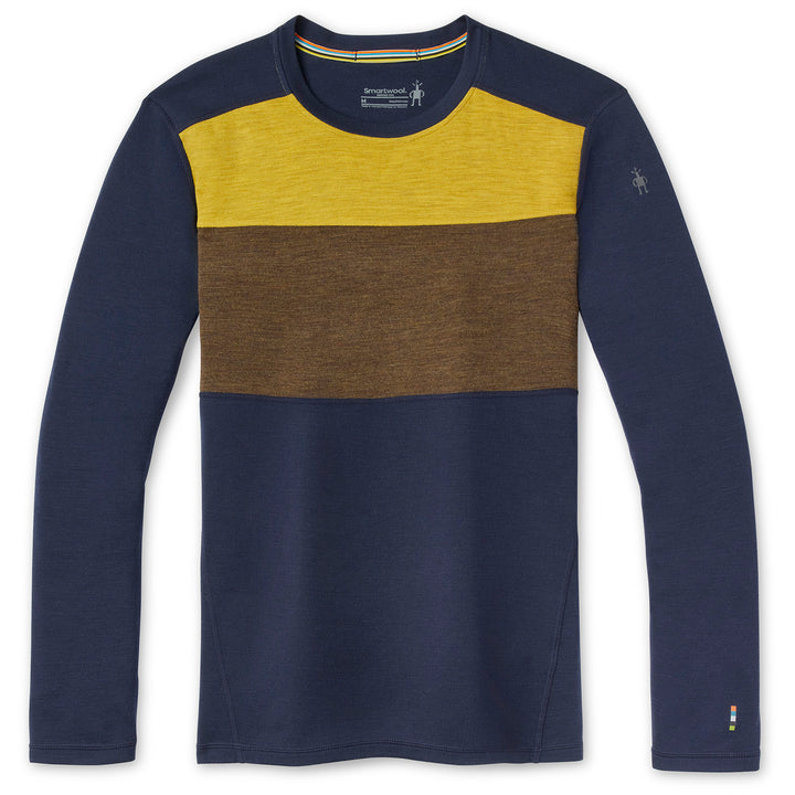Smartwool Classic Thermal Merino Base Layer Colorblock Crew Top - Men's Deep Navy/Military Olive Heather