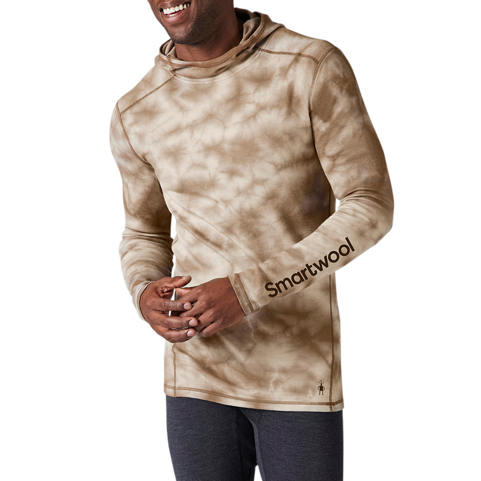 Smartwool Classic Thermal Merino Base Layer Plant-Based Dye Logo Hoodie - Men's Flint Marble Wash