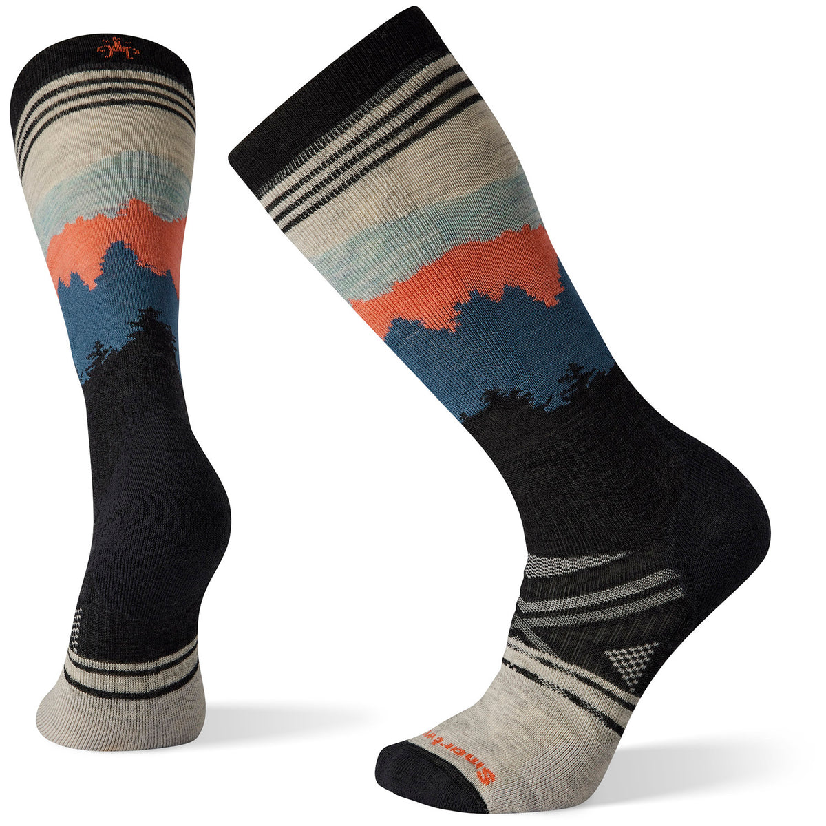 Smartwool Performance Ski Full Cushion Alpenglow Pattern OTC Socks Ash-Charcoal