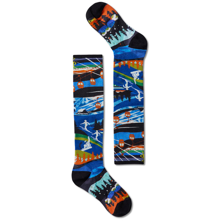 Smartwool Performance Junior Ski Zero Cushion Skication Print OTC Socks - Kids' Neptune Blue