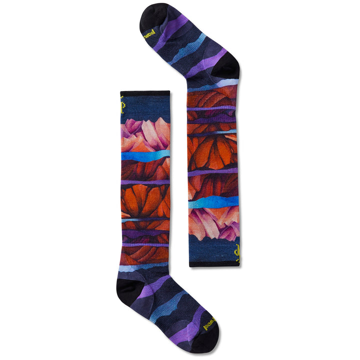 Smartwool Performance Junior Ski Zero Cushion Mountain Print OTC Socks - Kids' Deep Navy