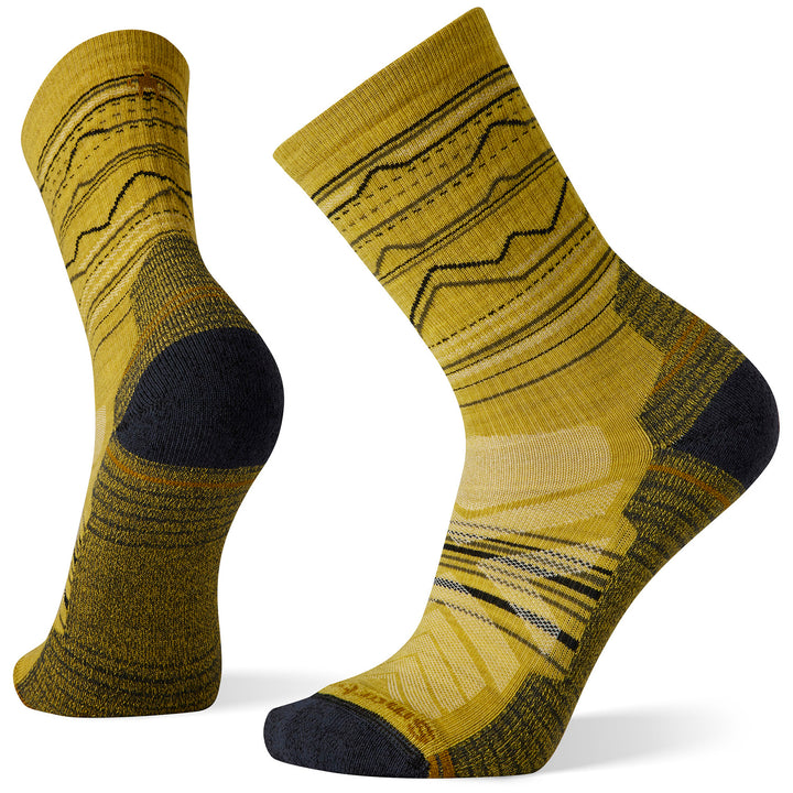 Smartwool Performance Hike Light Cushion Mountain Range Pattern Crew Socks - Unisex Golden Olive